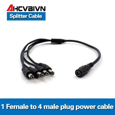 【In-Stock】 yawowe AHCVBIVN 4 In 1 DC Power Splitter Cable สำหรับกล้องวงจรปิด Power Adapters,1หญิง4ชาย,หญิง Connector ขนาด2.1*5.5มม.