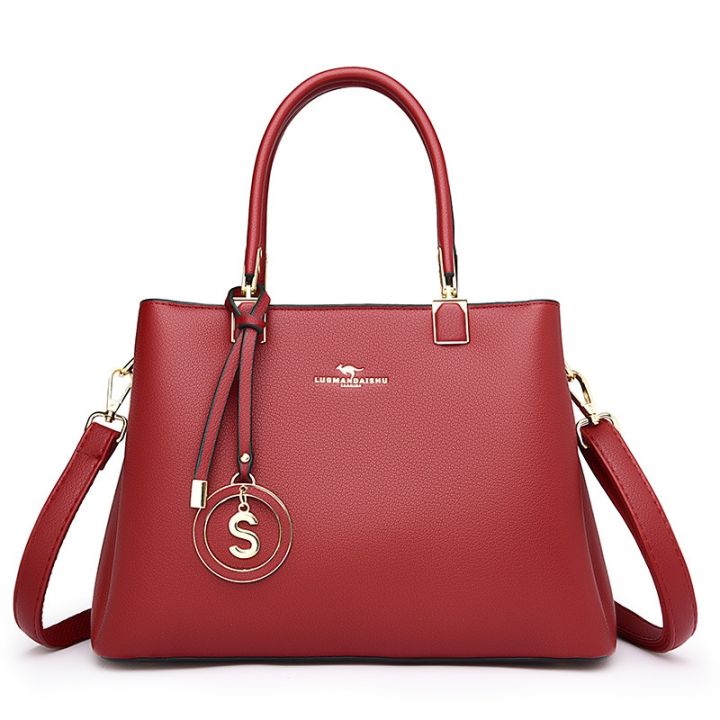 handbag-branded-กระเป๋าถือแม่วัยกลางคนสีทึบใหม่ความจุขนาดใหญ่สีทึบเทรนด์สบาย-ๆ-กระเป๋าสะพายสุภาพสตรีย้อนยุคยุโรปและอเมริกา