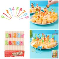 10/24pcs Mini Number Kids Fruit Fork Cartoon Snack Cake Dessert Food Fruit Toothpick Lunch Party Decoration Reusable Fruit Stick