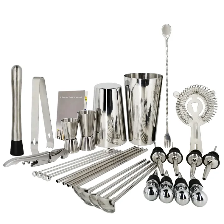 AREYOUCAN Cocktail Shaker Set Stainless Steel 13 Piece Professional Bar