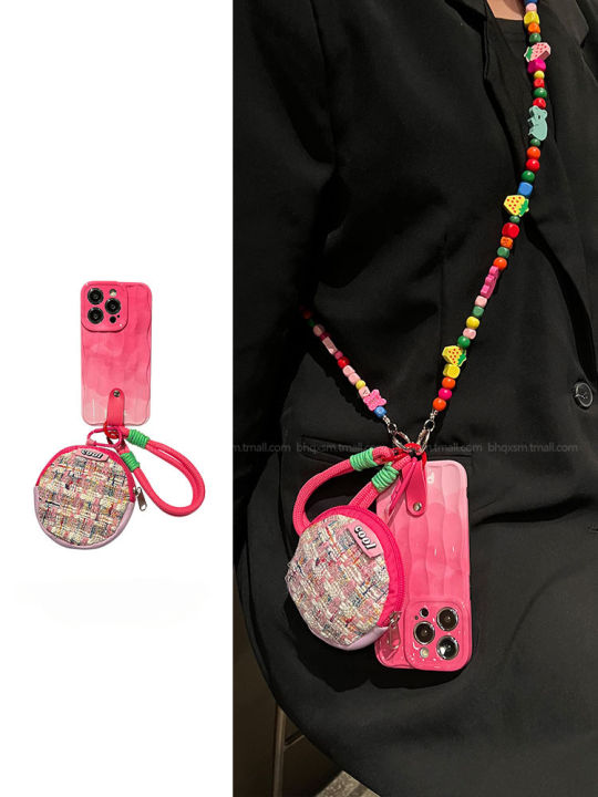 กระเป๋าใส่โทรศัพท์หินอ่อนขนาดเล็กสำหรับ-iphone14promax-colour-dye-rose-กรณีโทรศัพท์สีแดงสำหรับ-iphone13pro-round-zero-wallet-pendant-case-สำหรับ-iphone12promax-บล็อกบล็อกที่มีสีสันกรณีโทรศัพท์สำหรับ-i