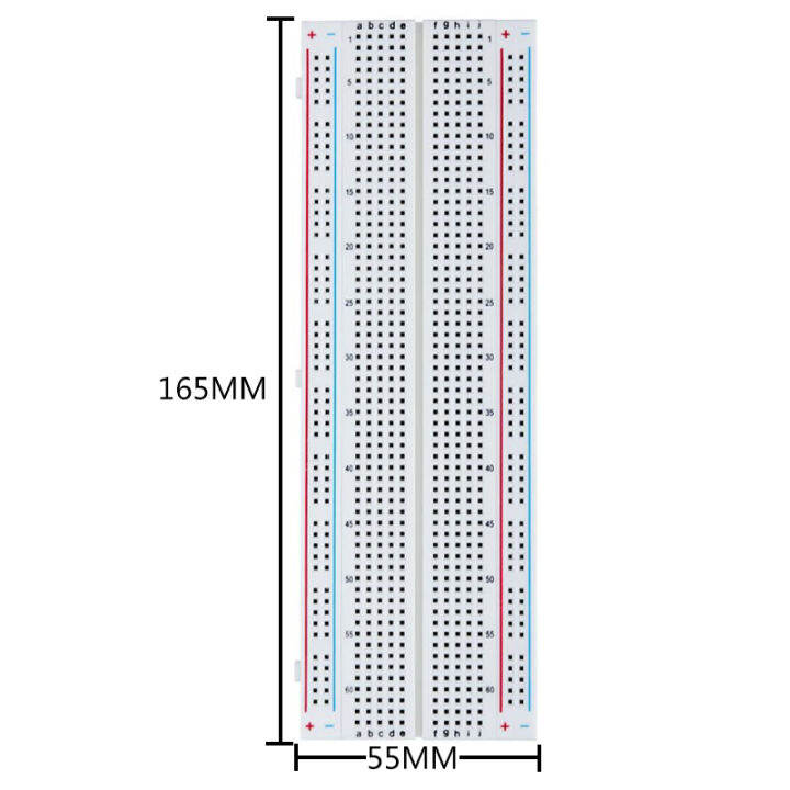 mb-102บอร์ด-pcb-บอร์ดพลาสติกสำหรับใช้ต่อวงจรต้นแบบ-pcb-ไร้บัดกรี830จุด1ชิ้น