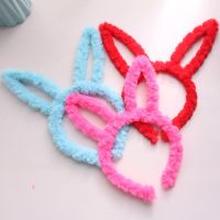 Hot Selling 1PC Cute Bunny Rait Ears Headband Children  Soft Furry Plush Hair Band Animal Washing Headband Hair Headwear