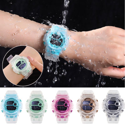 NATAL Boys Casual Waterproof Transparent Teens Plastic LED Digital Watch Electronic Wristwatch Alarm Clocks Sports Watches