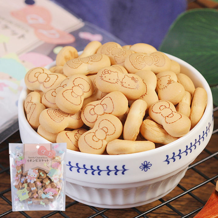 พร้อมส่ง-ขนมญี่ปุ่น-บิสกิต-รสนม-ฮอกกะ-ซาน-ริโอ้ริบบอน-บิสกิต-hokka-sanrio-ribbon-biscuits-50-g
