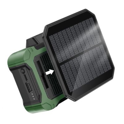 【YF】 Portable Waist Clip Fan 6000MAh Battery Operated Necklace Fan with Solar Charging 3 Speeds for Outdoor Works Green