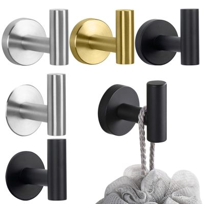 Wall Hook Stainless Steel Clothes Hanging Hooks Matte Black  Adhesive Key Towel Holder for Bathroom Kitchen Wall Hooks Door Hardware Locks