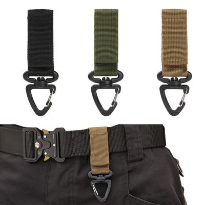 Outdoor Camping Carabiner Nylon Molle Tactical Backpack Key Hook Webbing with Chain Hooks Belt Buckle Hanging Climbing Accessory Adhesives Tape