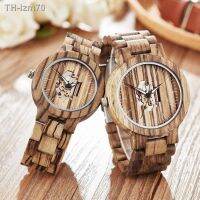 ⌚ นาฬิกา Restore ancient ways recreational male female table hollow-out zebra grain wood each movement watch fashion lovers all wooden