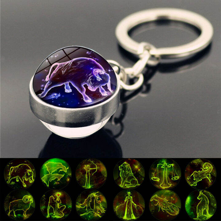 RJZ28 Key Chain Holder Birthday Gift Pendant Glowing Glass Ball Key