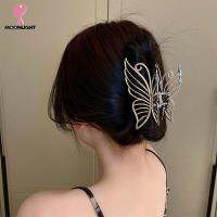 DKIEWQ ฮาราจูกุ ผู้หญิงสาวสุภาพสตรี อุปกรณ์ตกแต่งผม สีเงิน Barrettes ขนาดใหญ่ ผีเสื้อ สไตล์เกาหลี ปิ่นปักผม กรงเล็บผมผีเสื้อ กิ๊บปูผม