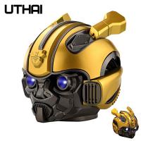 UTHAI Bumblebee ลำโพงบลูทูธสร้างสรรค์การ์ตูนทรานสฟอร์มเมอร์บัตรการ์ตูนกลางแจ้งไร้สายตู้ลำโพงซับวูฟเฟอร์