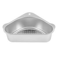 Kitchen Sink Drain Basket Suction Cup Triple-cornered Draining Shelf Sink Strainer Sponge Holder for Support Corner