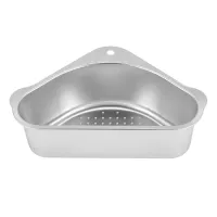 Kitchen Sink Drain Basket Suction Cup Triple-cornered Draining Shelf Sink Strainer Sponge Holder for Support Corner