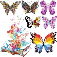 Vintage Flower Butterfly Wings Patch Clothing Thermoadhesive Patches on Clothes Butterfly Stickers Iron-on Transfers for Women  Furniture Protectors