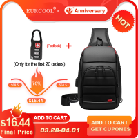 EURCOOL Multifunction Men Chest Bag for 9.7"USB Backpack Charging Messenger Handbags Crossbody Shoulder Sling Male Bags Bolsas