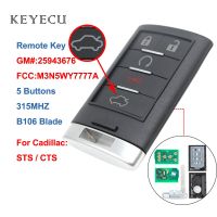 【The-Best】 beads.and.accessories Keyecu 5ปุ่มรีโมทกุญแจรถ Fob 315MHZ สำหรับ Cadillac CTS 2009 2011 2012 2013 2014 2015 STS 2008-2011, M3N5WY7777A