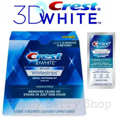CREST 1 HOUR EXPRESS แผ่นแปะฟันขาว CREST ล็อตใหม่DEC2022  แผ่นฟอกฟันขาว แบบเร่งด่วน ขาวในหนึ่งชั่วโมง นำเข้าจากอเมริกา Product from USA