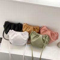 Fashion Women Shoulder Bag New Arrival Crossbody Bag Female Solid Color Pleated Design Ladies Bag Mini Zipper Cloud Bag For Girl Cross Body Shoulder B