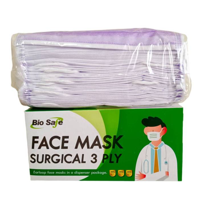 ขายถูก-ราคาชนโรงงาน-พร้อมส่ง-หน้ากากอนามัย-facial-mask-สำหรับผู้ใหญ่-สีม่วง-ตราไบโอเซฟ-bio-safe-หนา-3-ชั้น-เกรดการแพทย์-ขายยกลัง-20-กล่อง-1-000-แผ่น