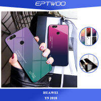 EPTWOOสำหรับHUAWEI Y9 2018 ENJOY 8 PLUS EHJOY 8 + Gradientสีกระจกเทมเปอร์เคสโทรศัพท์แก้วฝาหลังกันชนTPUอ่อนปลอก