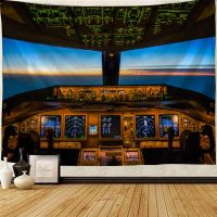 Education Wall Art Decorative Aircraft Cockpit Control Room Printed Tapestry Bedroom Living Room Background Cloth tapiz