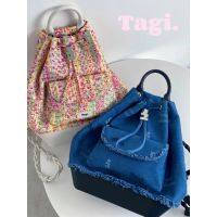 Tagi New Style Backpack Painter mark Pocket Pearl Bucket Bag Drawstring Large Capacity Travel Female With Box 77221026TH