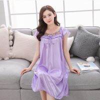 [COD] Middle-aged plus-size plus fat nightdress summer ice silk short-sleeved home clothes ladies chiffon pajamas