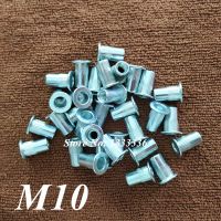 100pcs Threaded M10 Rivet Nuts Carbon Steel Zinc Plated Flat Head Rivet Insert Nuts Countersunk Blind Inserts Cap Rivnuts