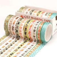 10 pcs cute cat dog Gold Foil Washi Tape Diy Decorative Scrapbooking Masking Tape Adhesive Label Sticker Tape Stationery