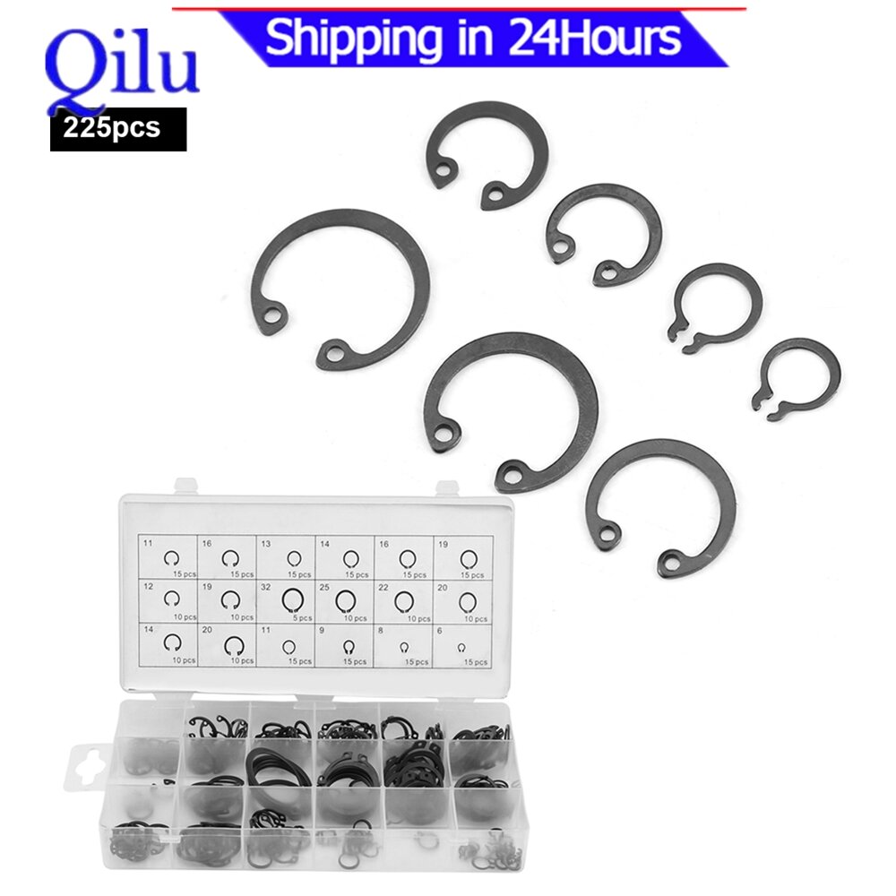 120Pc 304 Stainless Steel E-Clip Retaining Circlip Assortment Kit 1.5mm to 10mm♫ 