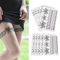 Waterproof Temporary Tattoo Sticker On Body Leg Water Transfer Large Golden Legs Sexy Lace Stocking Fake Semi Permanent Tattoo