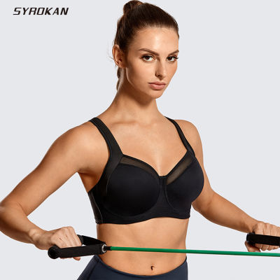SYROKAN Sport s ผู้หญิง High Impact Non Padded Underwire Powerback Support Sports Sportswear Crop Top หญิง Fitness