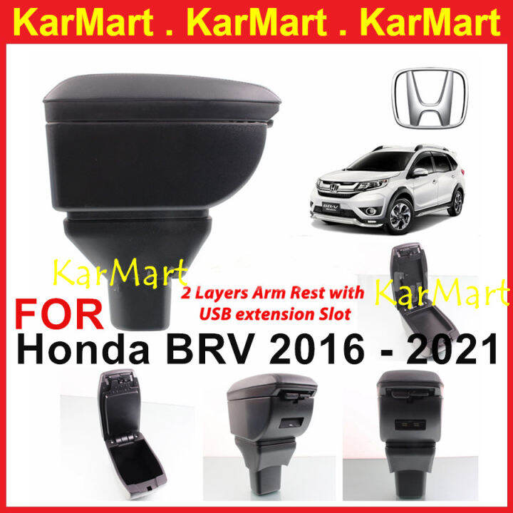 Honda BRV BRV PVC Adjustable Arm Rest Armrest Console Black Leather 4