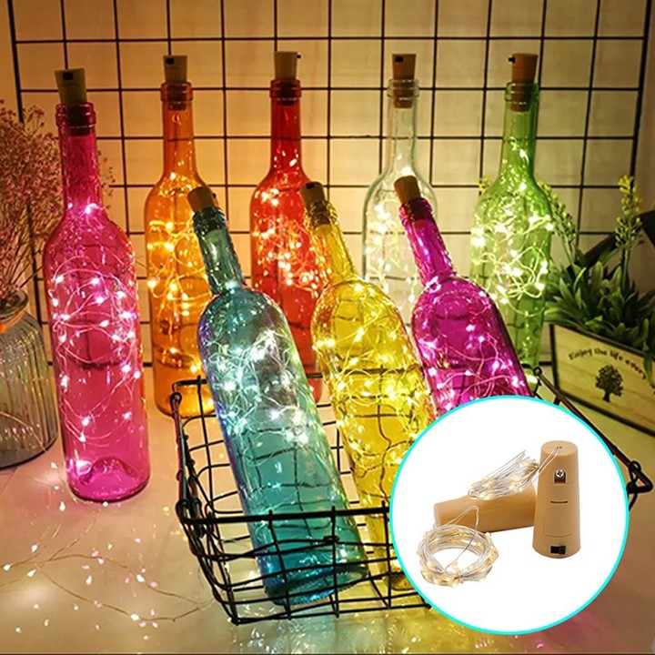 20 LED Wine Bottle Stopper Fairy String Light Cork Starry Night Xmas Wedding UK 