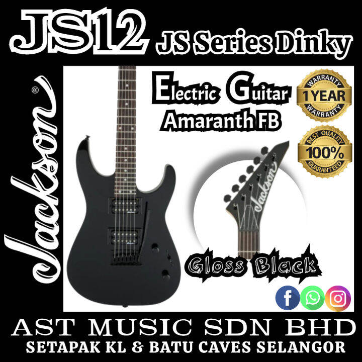 Jackson JS Series Dinky JS12 Electric Guitar Amaranth FB – Gloss Black ...