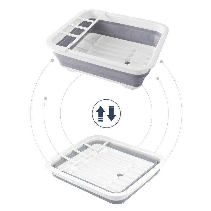 ชั้นวางจานแบบพับเก็บได้ที่เก็บของในครัว-drainer-จานชามจานแบบพกพาราวตาก-พับทำจานแห้ง-foldable-dish-rack