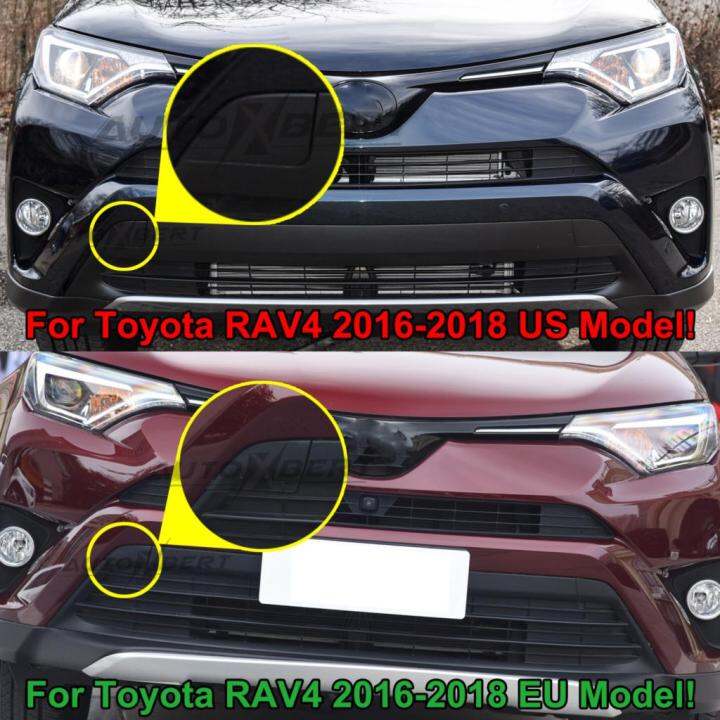 2ชิ้นสำหรับโตโยต้า-xa40-rav4-2016-2018กันชนหน้าที่ครอบตะขอลากตาลากจูงรถพ่วงขวาซ้าย-l-ยุโรป-n-รุ่น