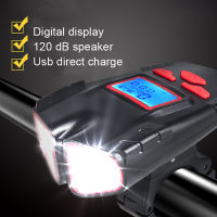 Speedometer Double Bicycle Light Headlight 4 Mode Rechargeable Bike Computer Waterproof Light Bell Led Front Lights Cycling Lamp