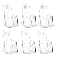 Acrylic Brochure Holder Brochure Holder Kit 6 Pack Trifold 4 Inches Wide Pamphlet Holder Wall Mount/Countertop Organizer for Display Flyer