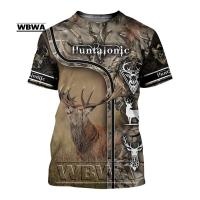Camouflage hunting animals deer and elk Camouflage hunting animals deer and elk 3D T-shirts for men in summer sports and leisure