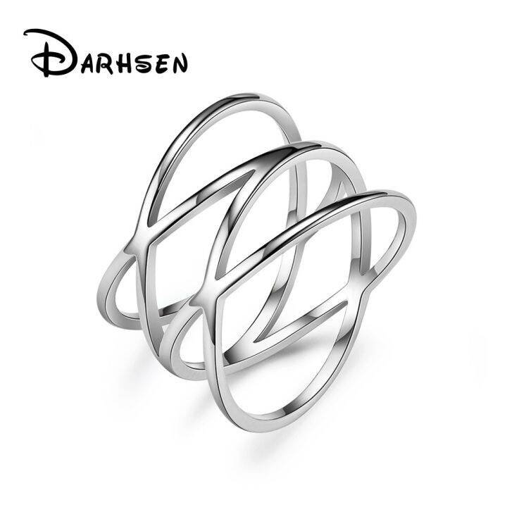 darhsen-เครื่องประดับแหวนสแตนเลสสีเงินสีดำทองผู้หญิงขนาดใหญ่ขนาด5-6-7-8-9-10-11