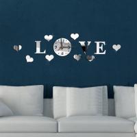 ZZOOI Diy 3d Home Modern Decoration Crystal Mirror Room ‘’love‘’wall Clock Clocks Wall Home Decor Living Room Kitchen Kids Room Clocks