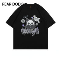 เสื้อยืด PEAR DODO กะโหลกศีรษะแขนสั้นเกาหลีเสื้อคอกลมสำหรับผู้หญิง