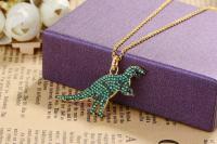 Original 1:1 High Quality 925 Silver Gold Green Dinosaur Necklace Necklace Female European And American Style Jewelry