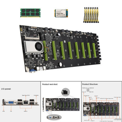 kokiya BTC-D37 Mining Motherboard CPU Set w/ USB 2.0 Support 8 PCI-E Graphics Card Slots Low Power Consumption
