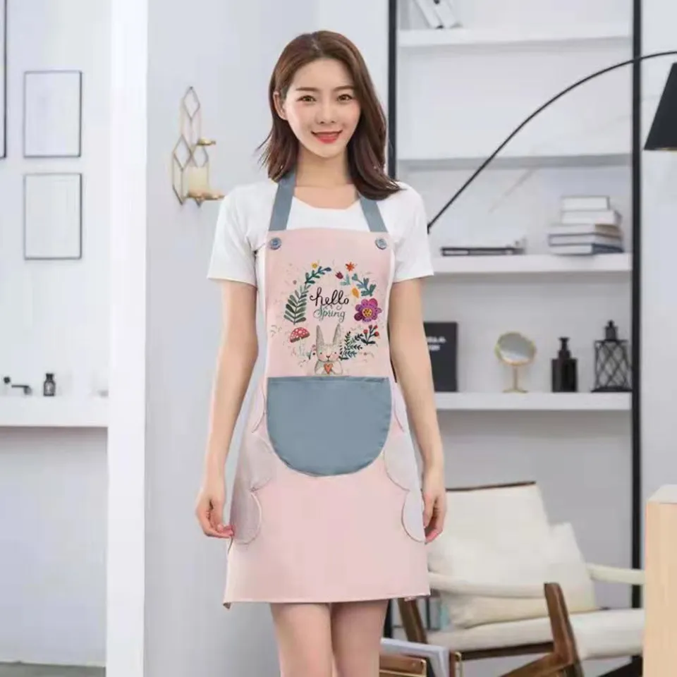 Kitchen Apron Oil-proof Wipe Hand Cartoon Rabbit Women Apron