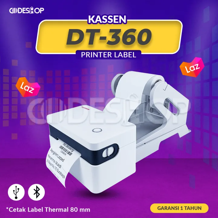 Printer Label Bluetooth Kassen Dt 360 360 Cetak Resi Barcode Lazada