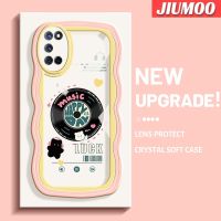 JIUMOO เคสสำหรับ OPPO A52 A92 A72 4G,ลายโน้ตดนตรีขอบคลื่นคอลอร์เวฟเคสมือถือกันกระแทกแบบนิ่มเคส TPU ซิลิโคนแบบใสรวมฝาครอบป้องกันหัวกล้องทั้งหมด