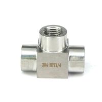 1/4quot; Npt Female Pressure 3500psi 304 Stainless Steel Tee 3 Way Pipe Fitting Water Gas Oil